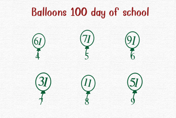 Balloons 100 Days of School Dingbat Font Font - Preview 3