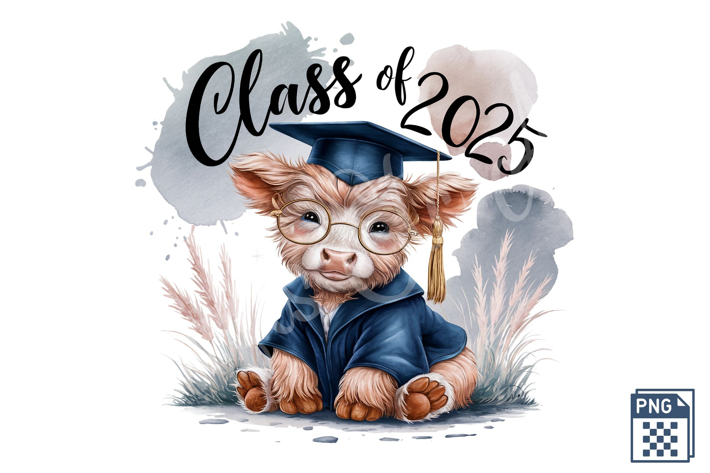 Highland Cow Graduation Sublimation PNG Graphic by Crafts Etc Art ...