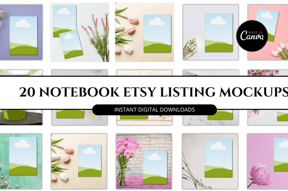 Notebook Etsy Canva Mockup