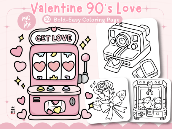 Valentine 90's Love Coloring Pages