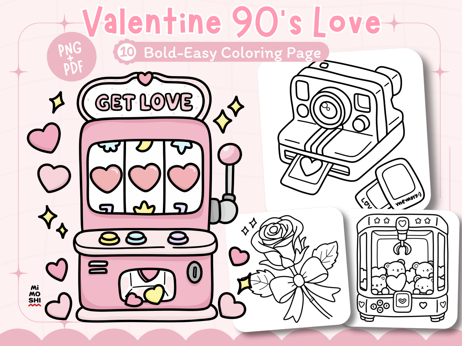 Valentine 90's Love Coloring Pages