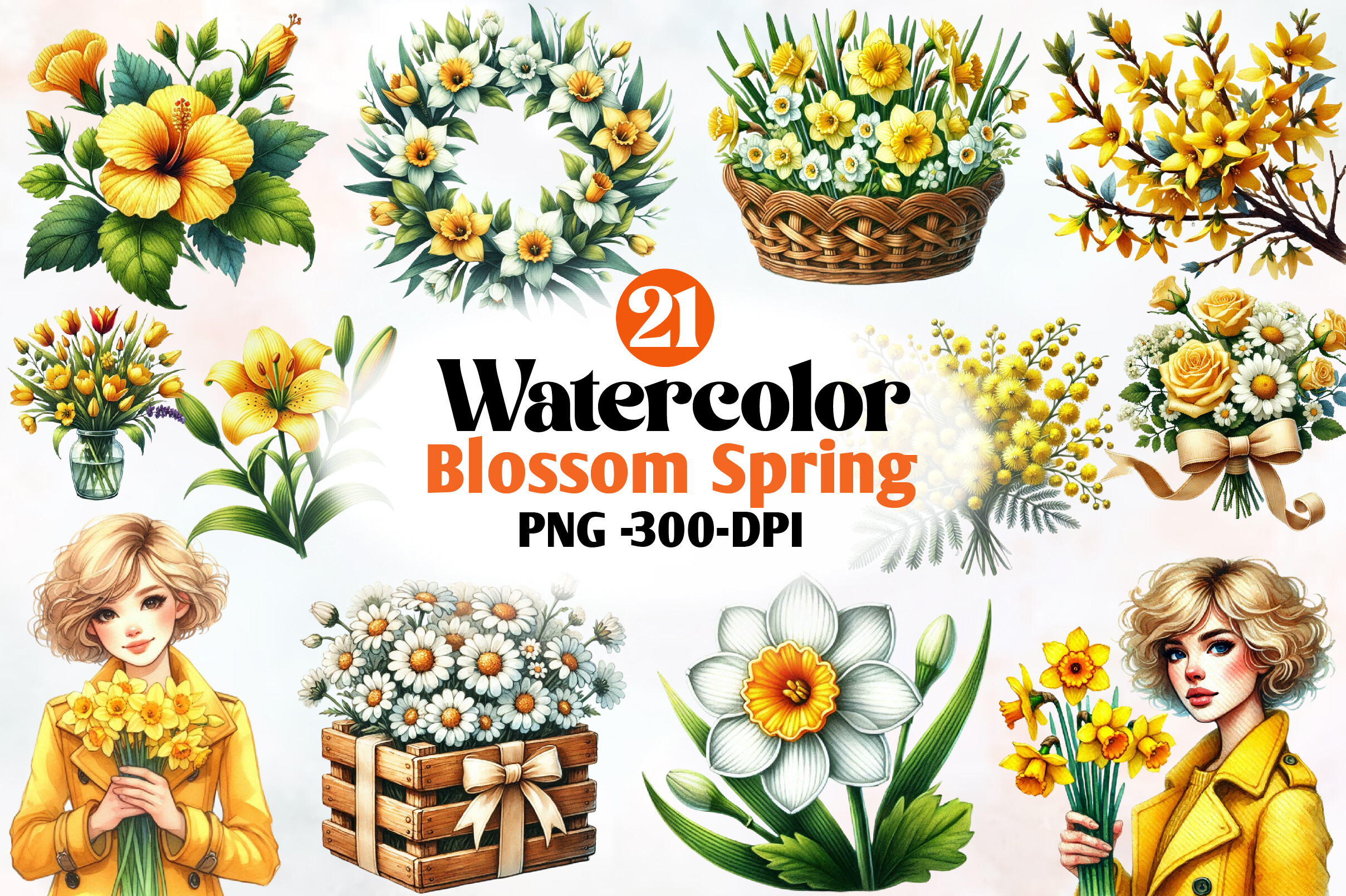 Watercolor Blossom Spring Clipart Graphic by Designworld · Creative Fabrica