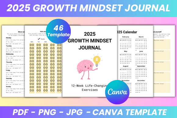 Growth Mindset Journal Canva Kdp Graphics