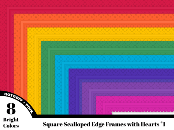Colorful Borders Frames W/Hearts #1