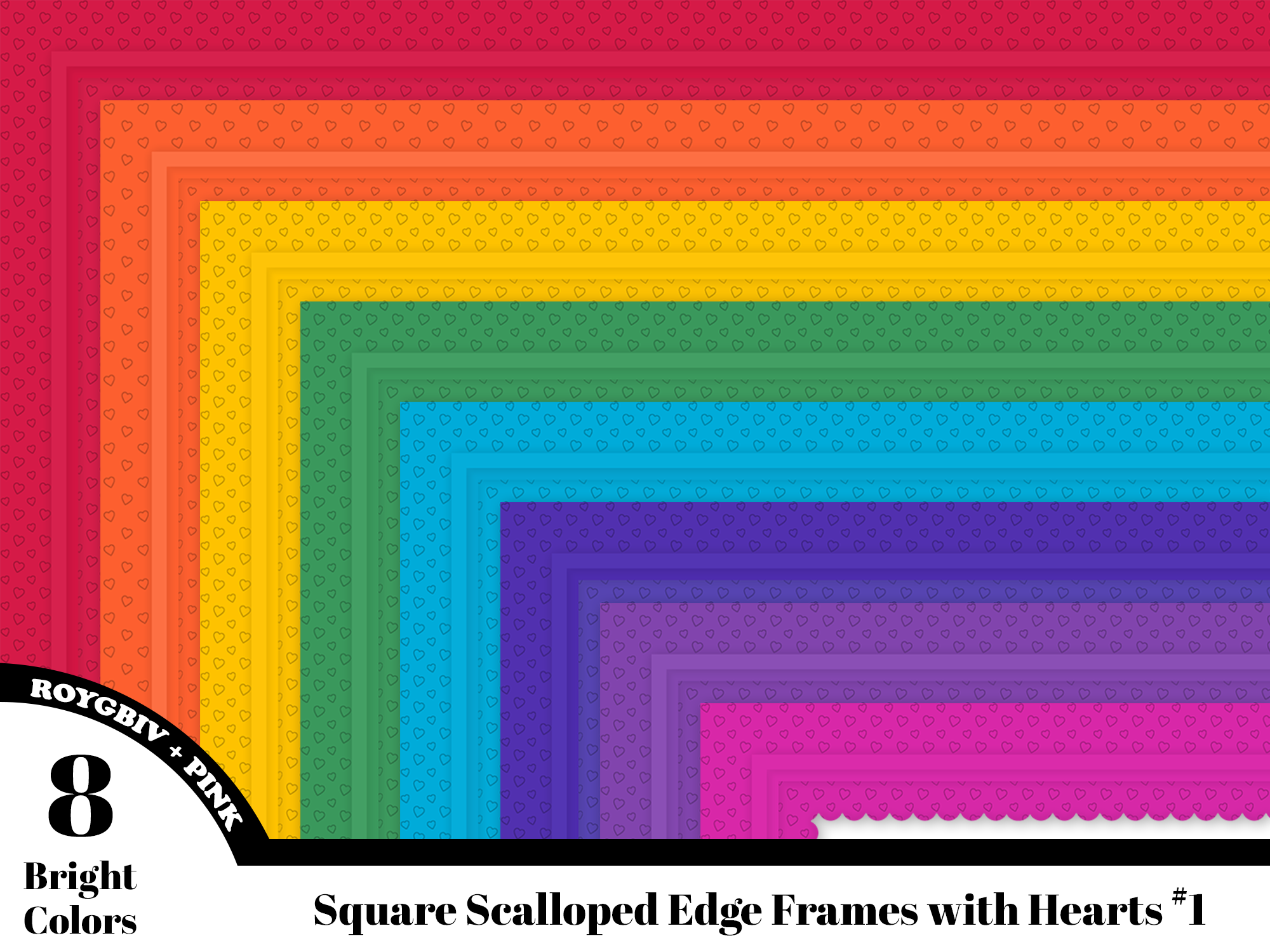 Colorful Borders Frames W/Hearts #1
