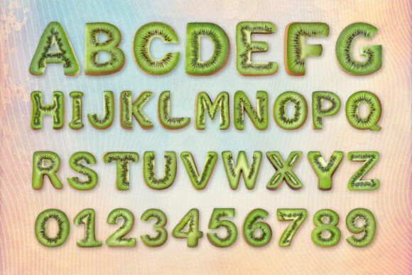 Kiwi Fruit Font PNG with transparent background - Preview 1
