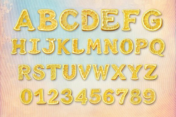 Lemon Fruit Font PNG with transparent background - Preview 1