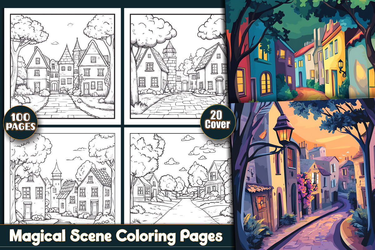 Magical Scene Coloring Pages Graphic by protabsorkar11 · Creative Fabrica