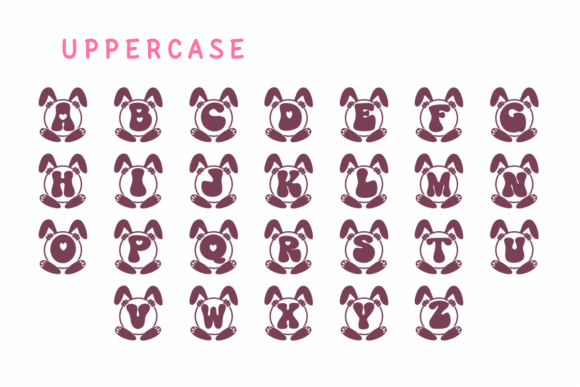 Monogram Easter Bunny Font PNG with transparent background - Preview 1