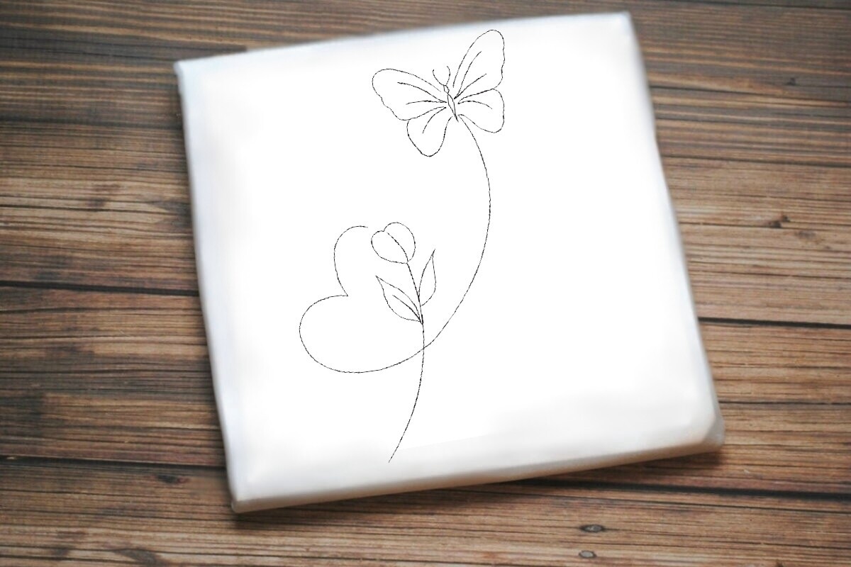 One Line Rose, Heart, and Butterfly