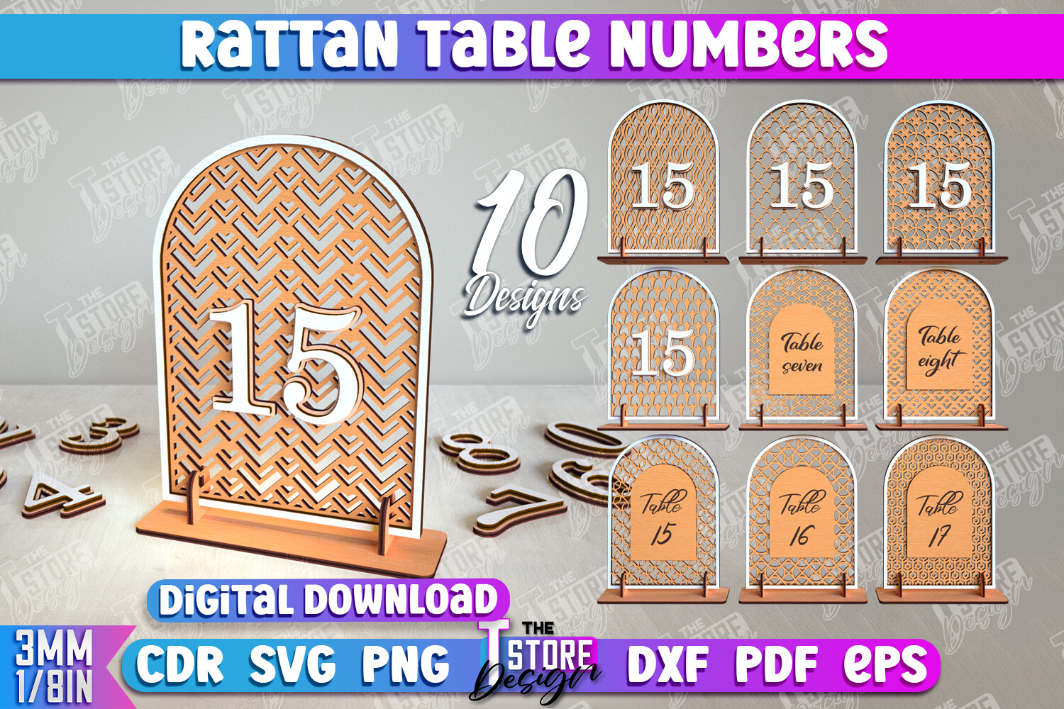 Rattan Table Numbers Bundle | Table Sign