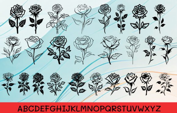 Rose Loving Font PNG with transparent background - Preview 1