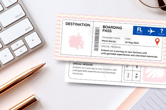 Scratch Card Plane Canva Ticket Template