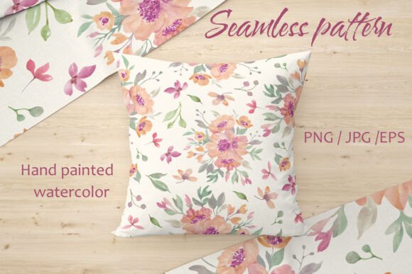 Seamless Pattern with Orange Flowers Graphic Illustrations By Alla Mironenko
