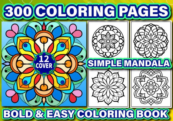 Simple mandala bold easy coloring book pages for minimalist breed sublimation