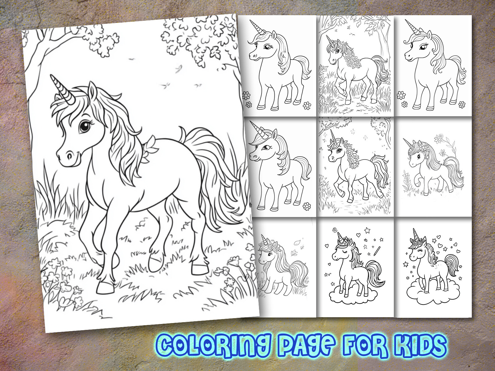 Unicorn Coloring Page for Kdp Graphic by KDP GURU · Creative Fabrica