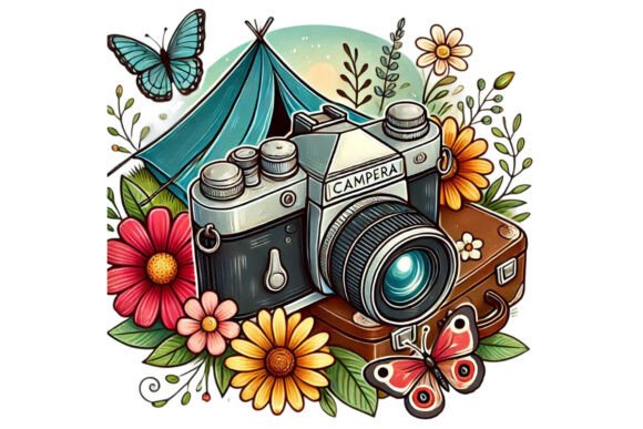Vintage Camera T-shirt PNG Clipart
