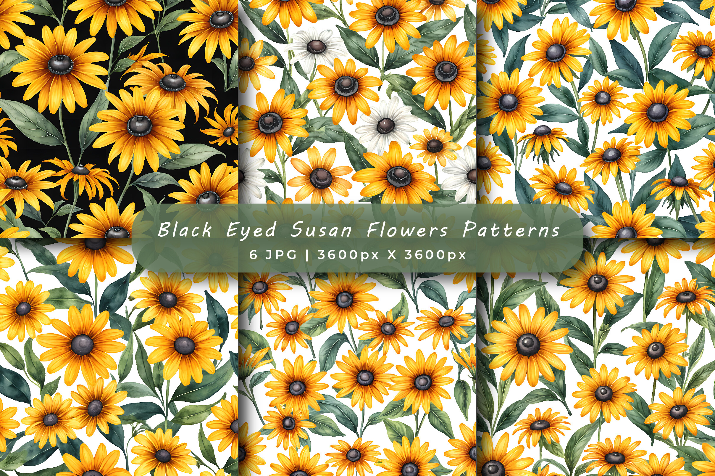 Black Eyed Susan Flowers Digital Papers Graphic by srempire · Creative ...