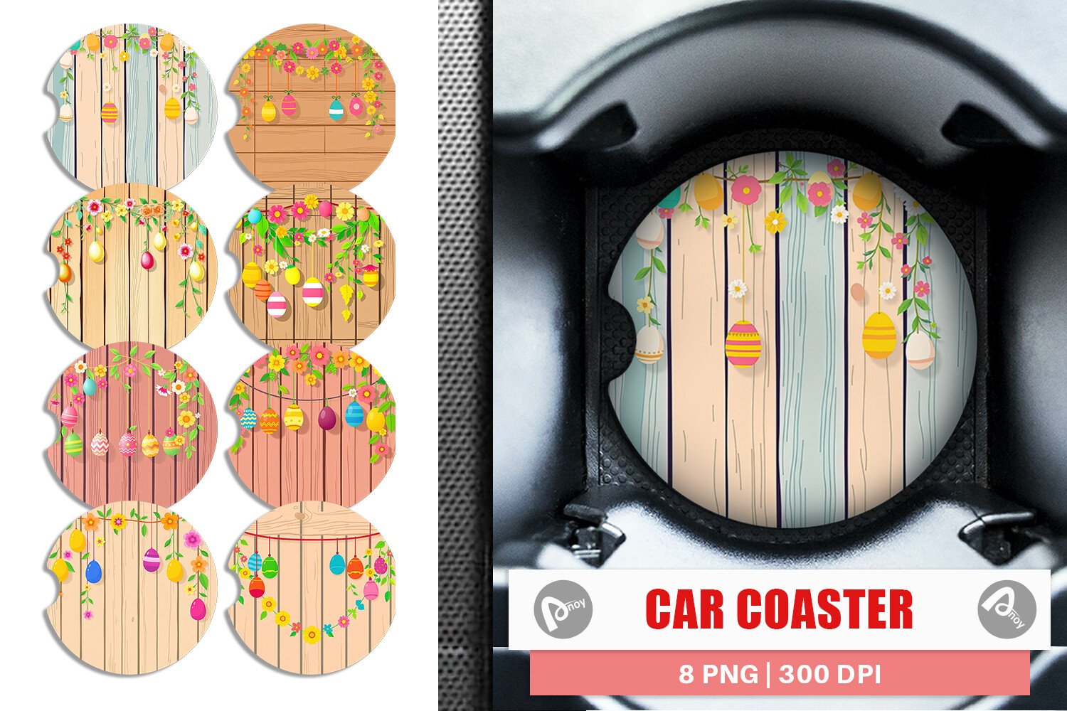 Car Coaster Easter Wood Graphic by Artnoy · Creative Fabrica