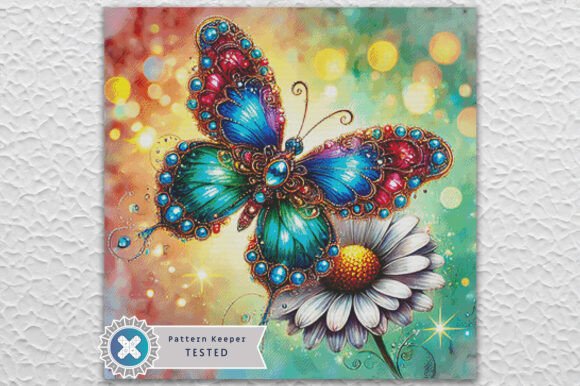 Daisy Butterfly Cross Stitch Pattern PDF