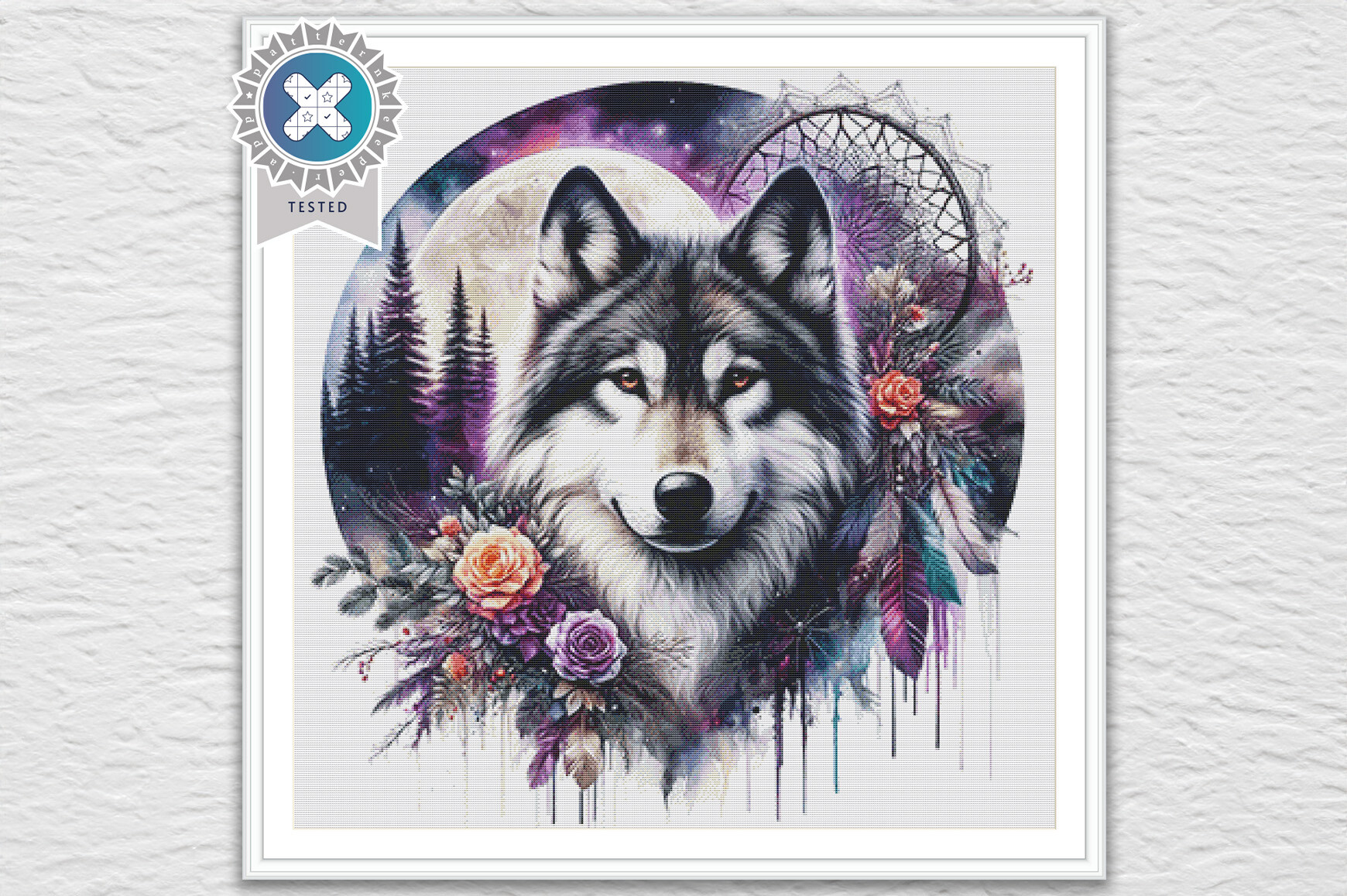 Dreamcatcher Wolf Cross Stitch Pattern