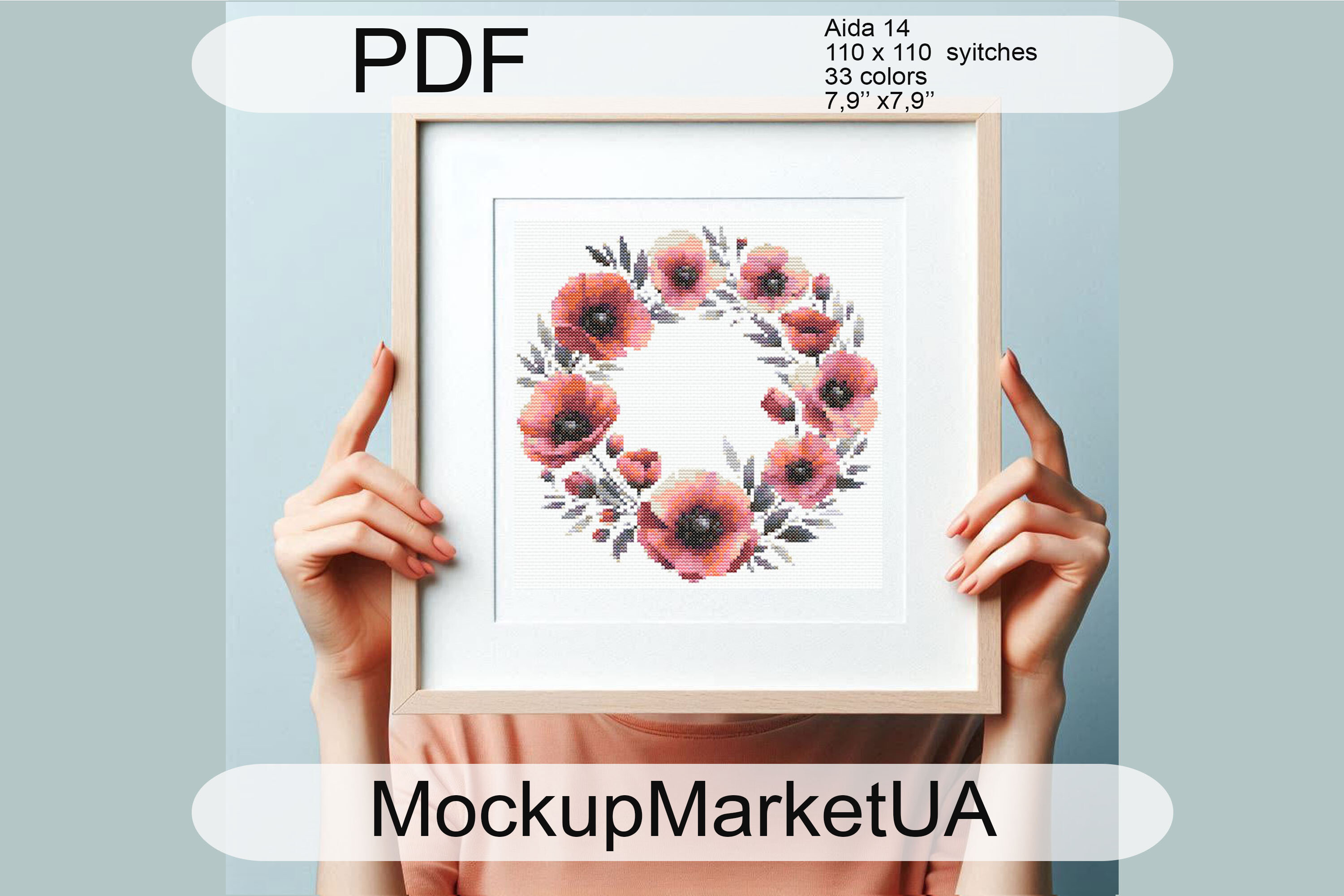 Flowers Frame Cross Stitch Pattern PDF