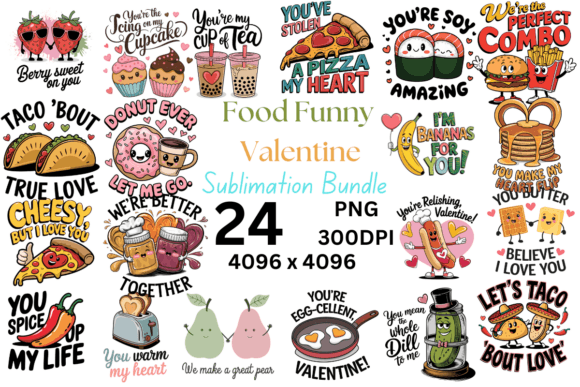 Preview of Food Funny Valentine Sublimation Bundle Valentine sublimation design