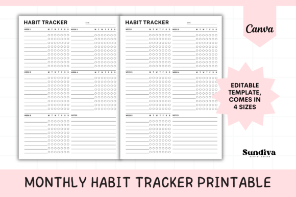 Monthly Habit Tracker Canva Template 3