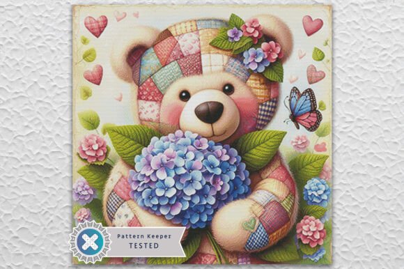 Patchwork Bear Cross Stitch Pattern PDF
