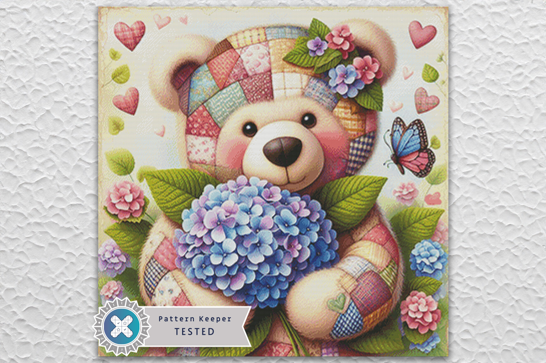 Patchwork Bear Cross Stitch Pattern PDF