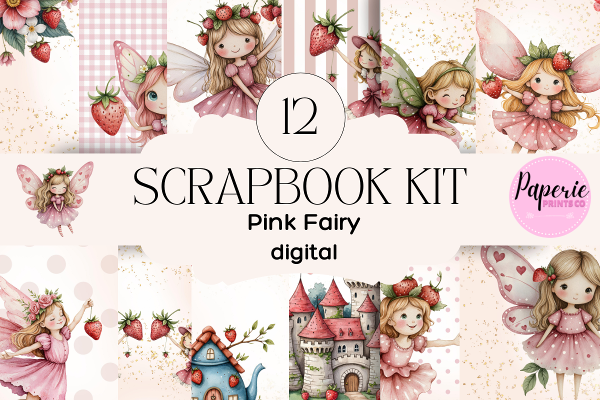 Pink Fairy Scrapbook Kit Graphic by PaperiePrintsCo · Creative Fabrica