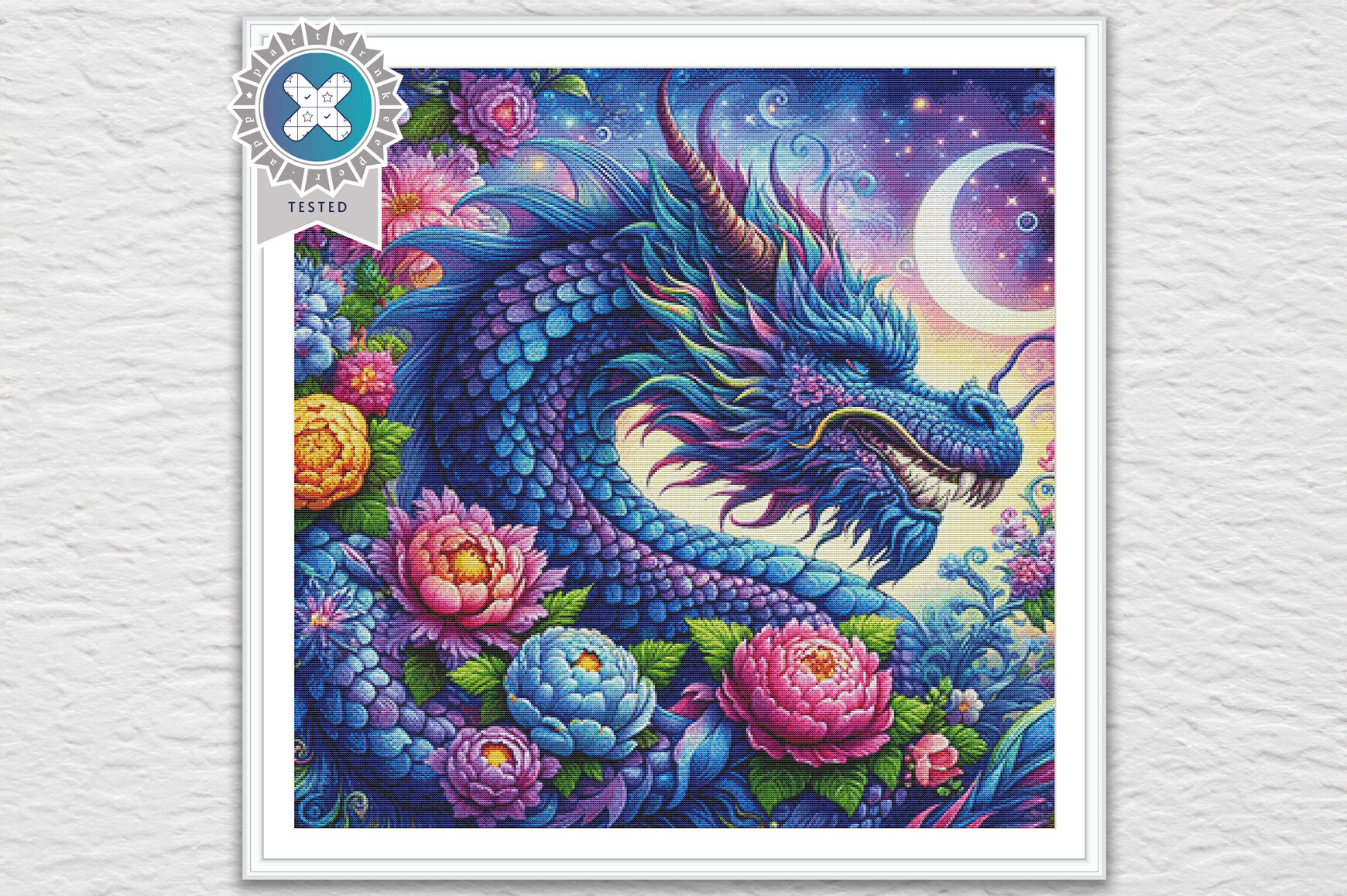 Purple Dragon Cross Stitch Pattern PDF