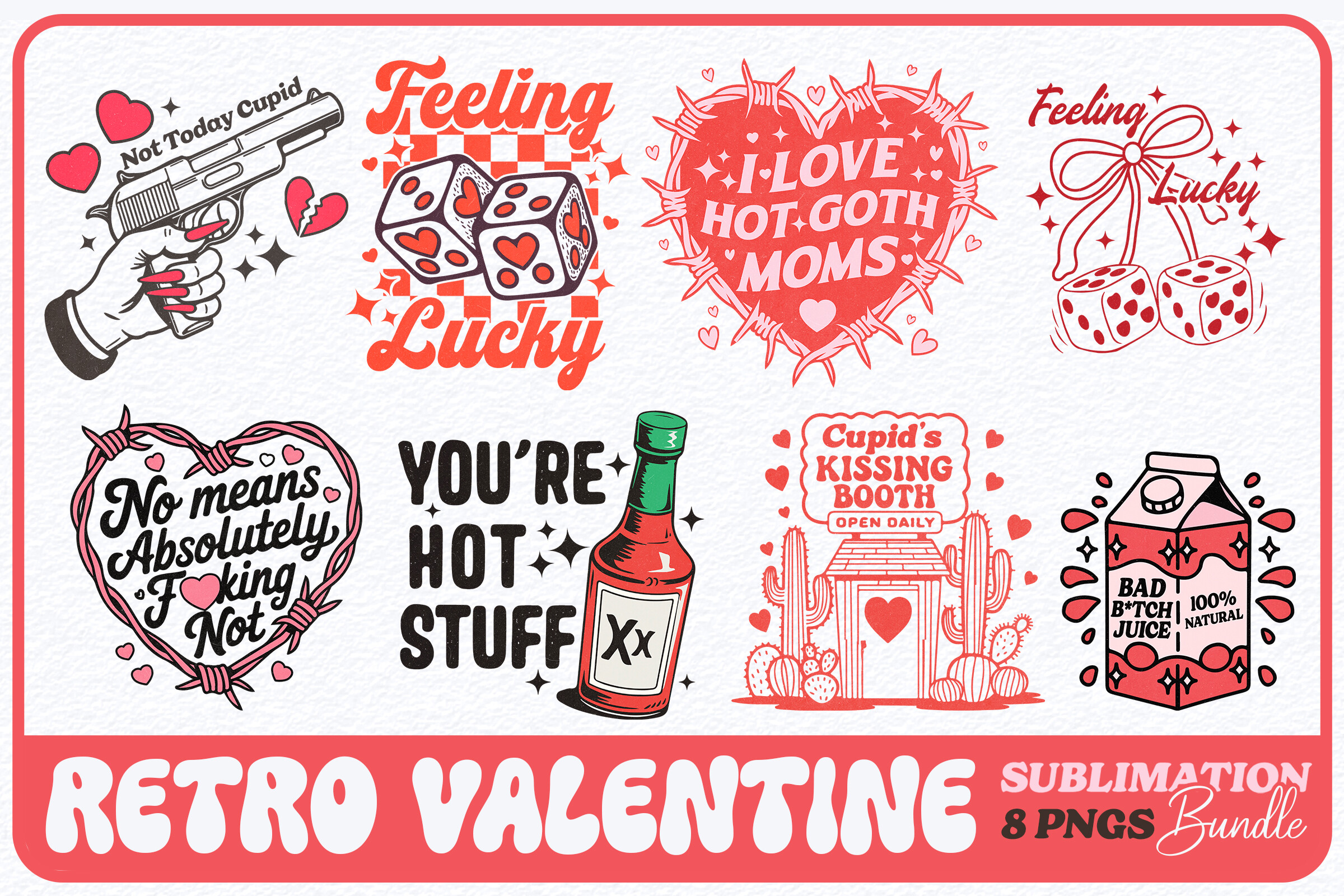 Retro Valentine's Day Sublimation Bundle Graphic by Yvaine · Creative ...