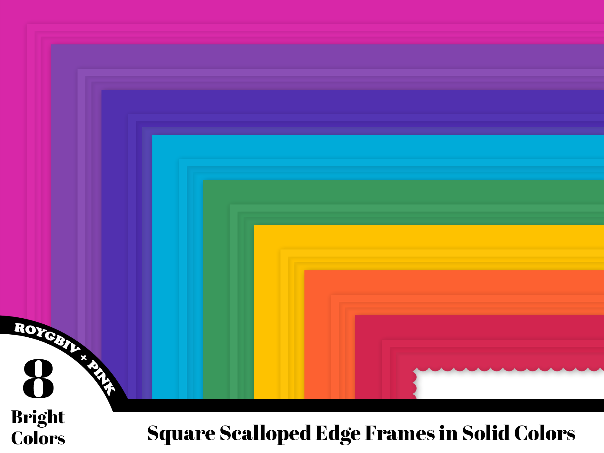Scalloped Border Frames in Solid Colors