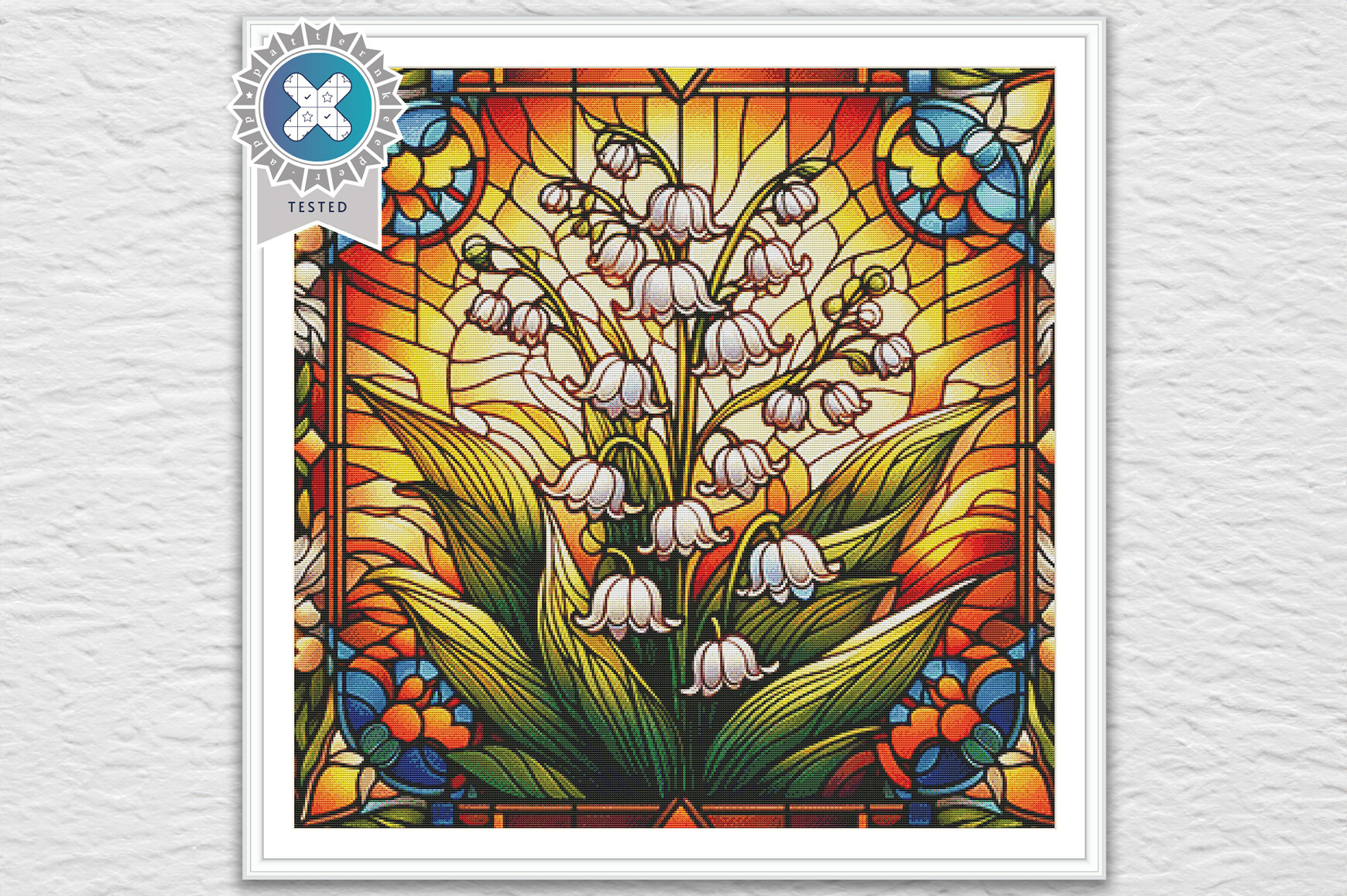 Stained-glass Lily Cross Stitch Pattern
