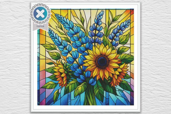 Stained-glass Sunlower Cross Stitch PDF