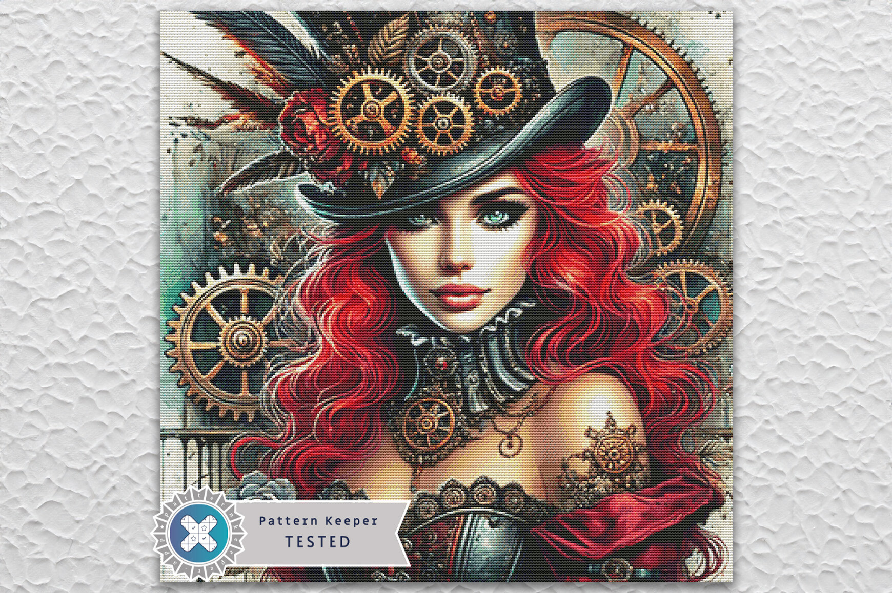 Steampunk Woman Cross Stitch Pattern PDF