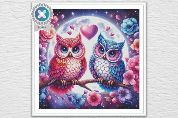 Valentine's Owls Cross Stitch Pattern