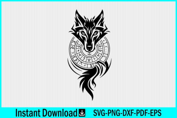 Vtt Rune Wolf Wolf with Viking Runes SVG Wolf Head SVG Graphic by Craftabledesign ...