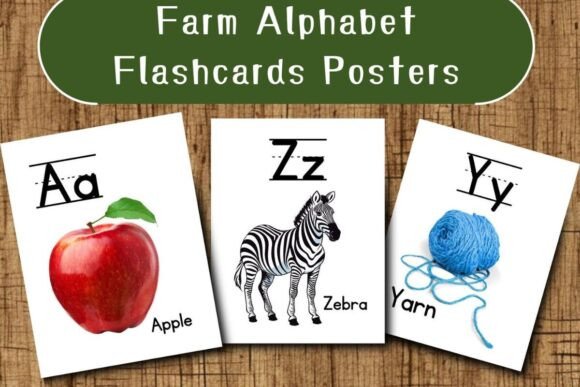 Farm Theme Alphabet Printable Posters and Flashcards