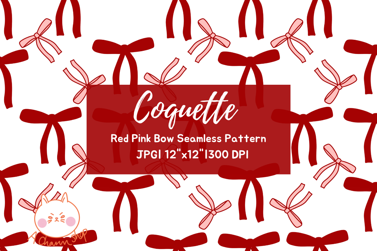 Coquette Red Pink Bow Seamless Pattern Graphic by Acharmshop · Creative ...
