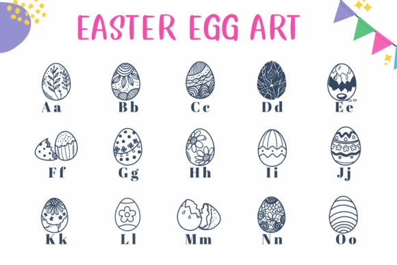 Easter Egg Art Font PNG with transparent background - Preview 1