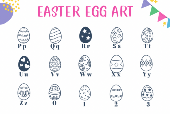 Easter Egg Art Font PNG with transparent background - Preview 2