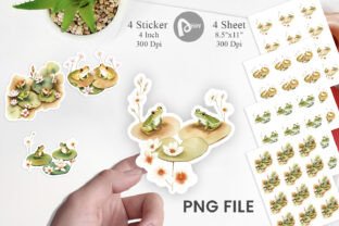 Frog with Lily Pads Sticker Graphic by Artnoy · Creative Fabrica