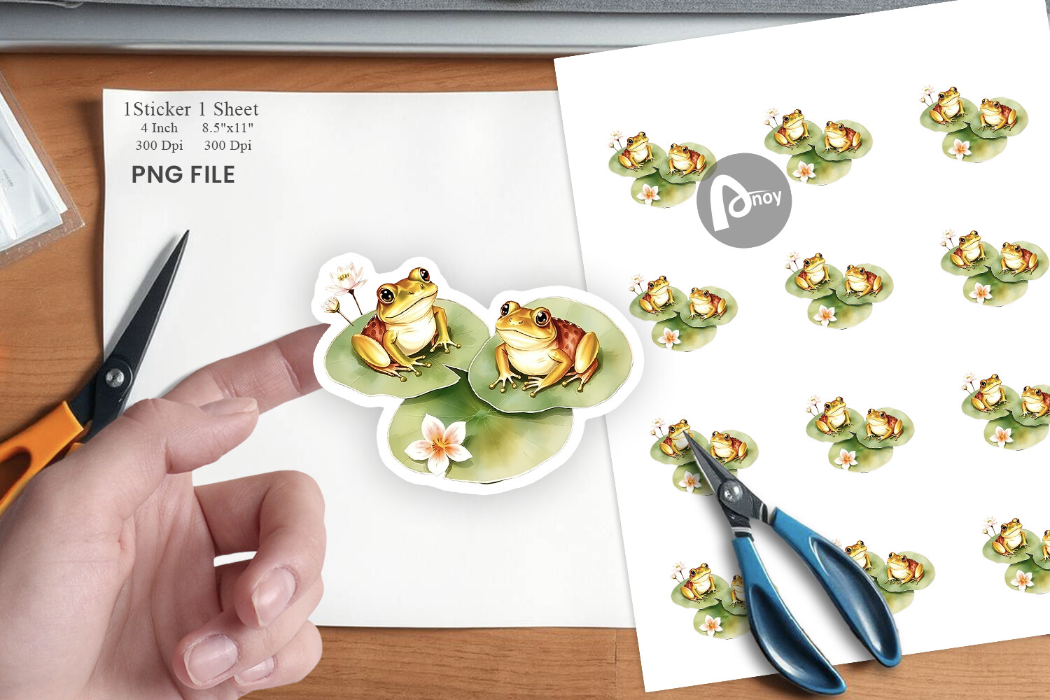 Frog with Lily Pads Sticker Graphic by Artnoy · Creative Fabrica