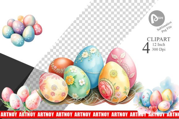 Pastel Easter Eggs Clipart Graphic by Artnoy · Creative Fabrica