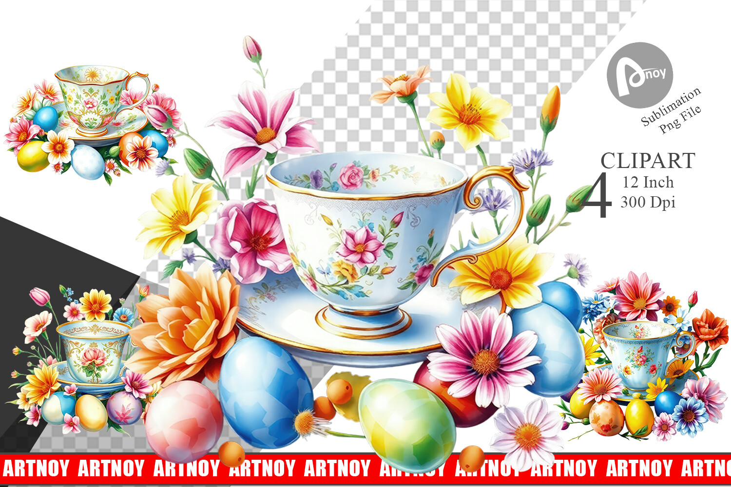 Tea Cup Easter Eggs Clipart Graphic by Artnoy · Creative Fabrica