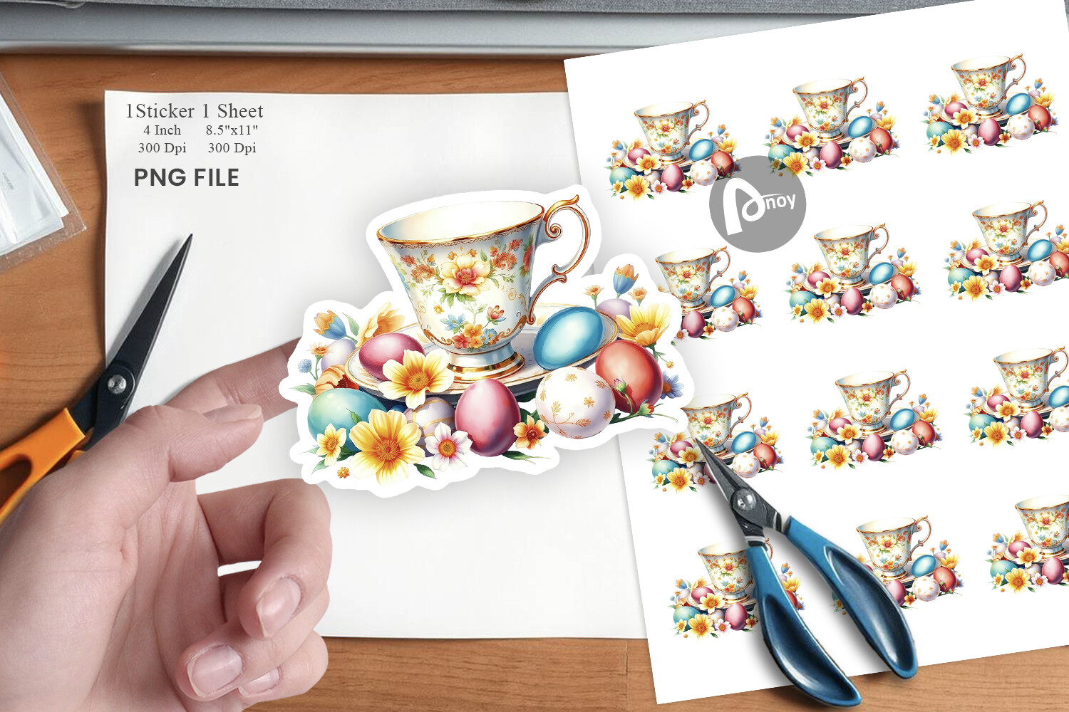 Tea Cup Easter Eggs Sticker Graphic by Artnoy · Creative Fabrica