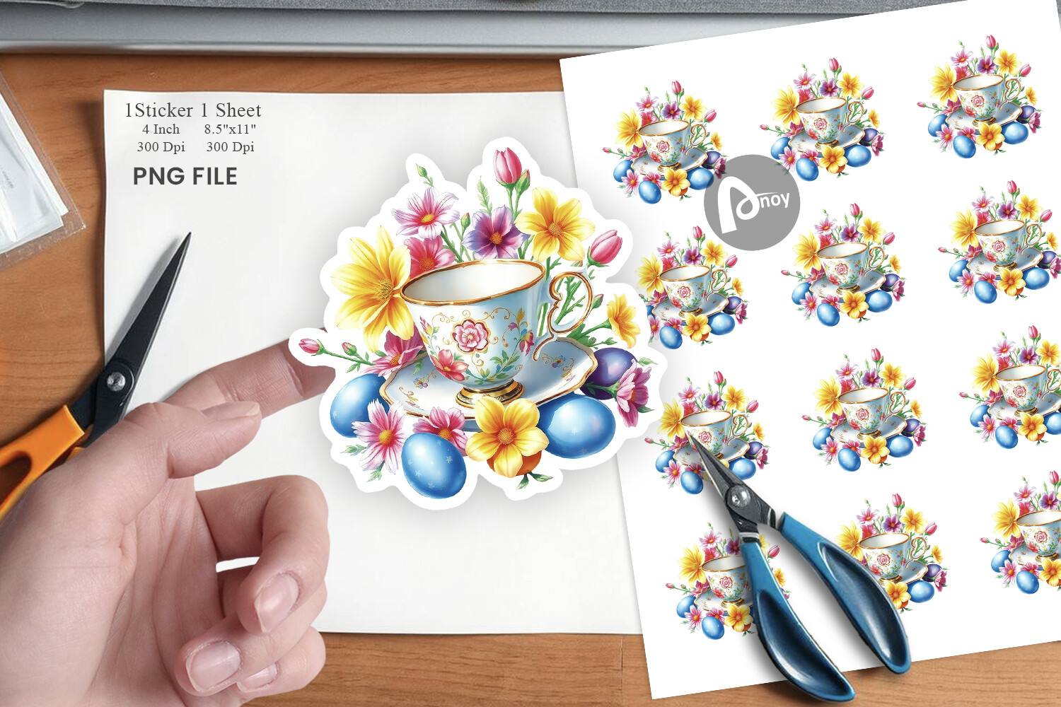 Tea Cup Easter Eggs Sticker Graphic by Artnoy · Creative Fabrica