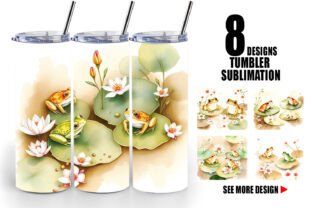 Tumbler Frog with Lily Pads Graphic by Artnoy · Creative Fabrica
